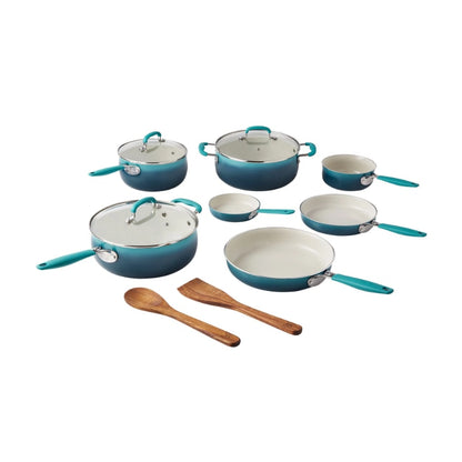 The Pioneer Woman 12-Pieces Porcelain Enamel Classic Ceramic Cookware Set, Ombr image 5