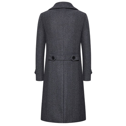 Spring Long Woolen Coats Men Fashion Double Breasted Trench Coats Autumn Turn D image 4