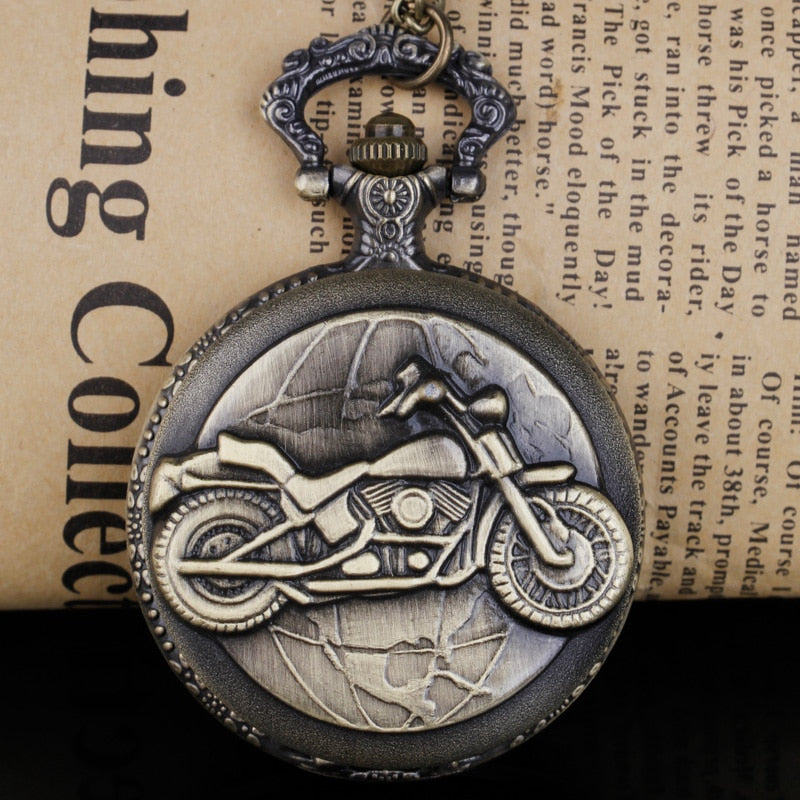 Vintage bronze motorcycle design elegant vintage pocket watch collection decora image 0