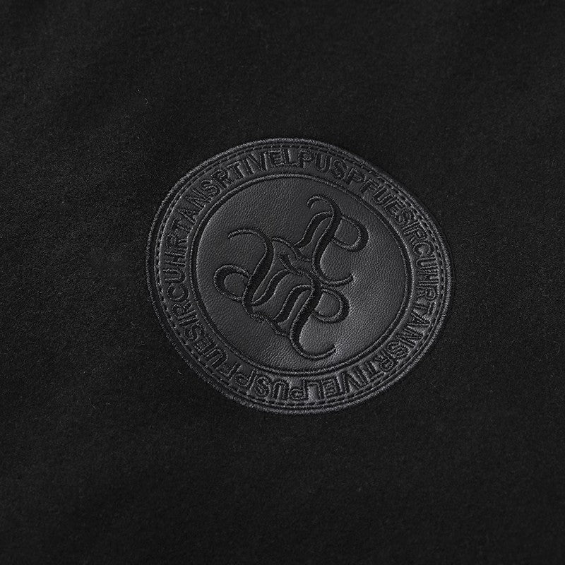 ARENS Techwear Bomber Vintage Leather Woolen Patchwork Pilot Jacket Men Splicin image 7