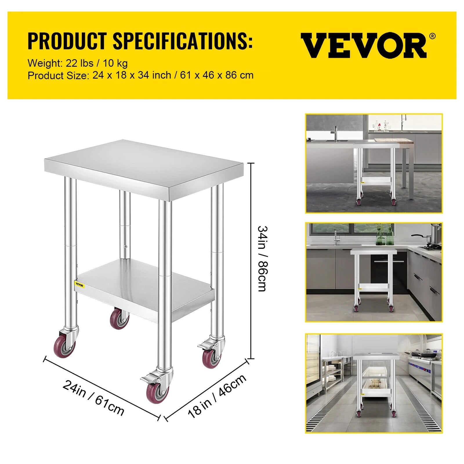 VEVOR Stainless Steel Kitchen Worktable shelves Commercial Work Bench Table wit image 2