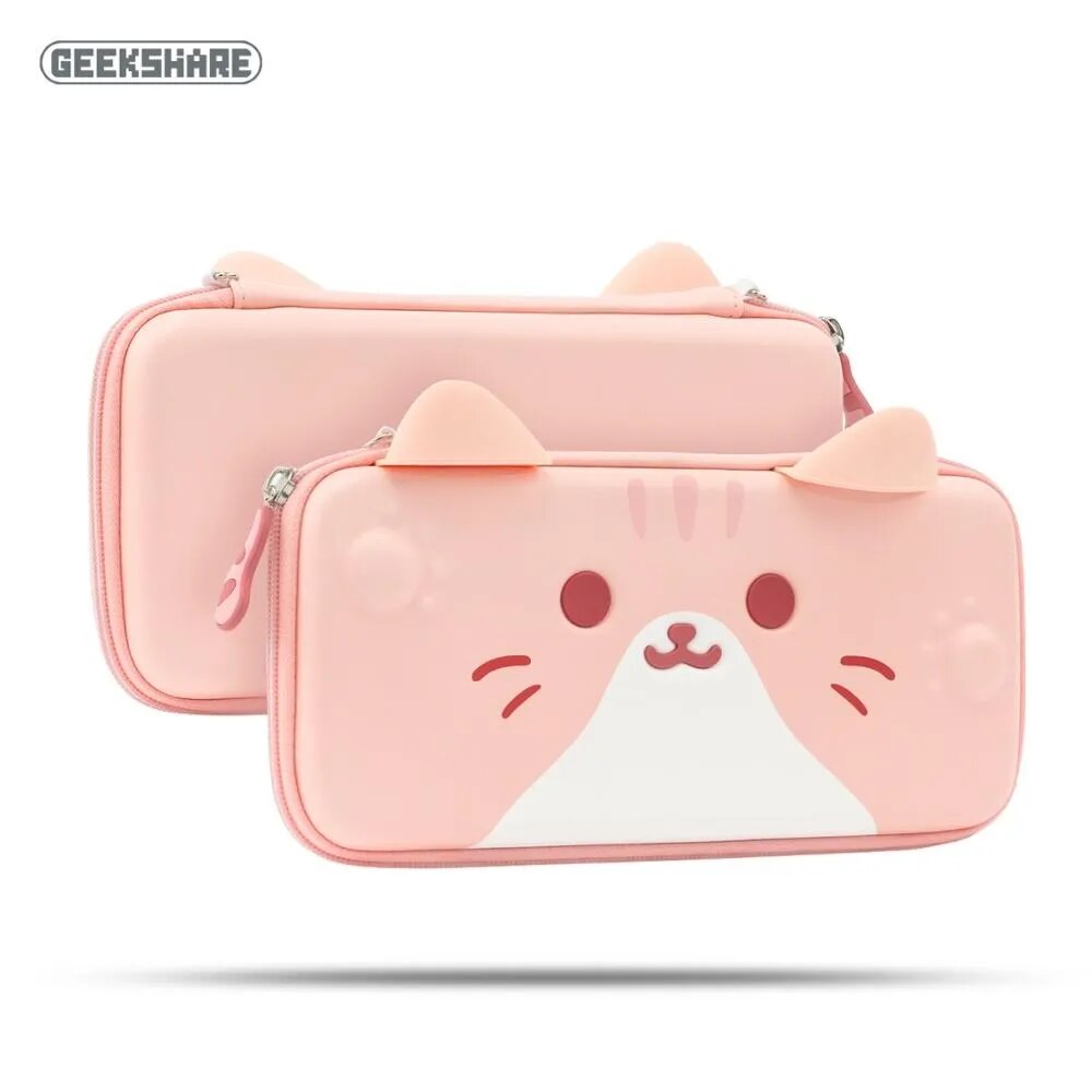 GeekShare Cute Cats Ears Portable Case For Nintendo Switch And Lite Gray 3D Ear image 1