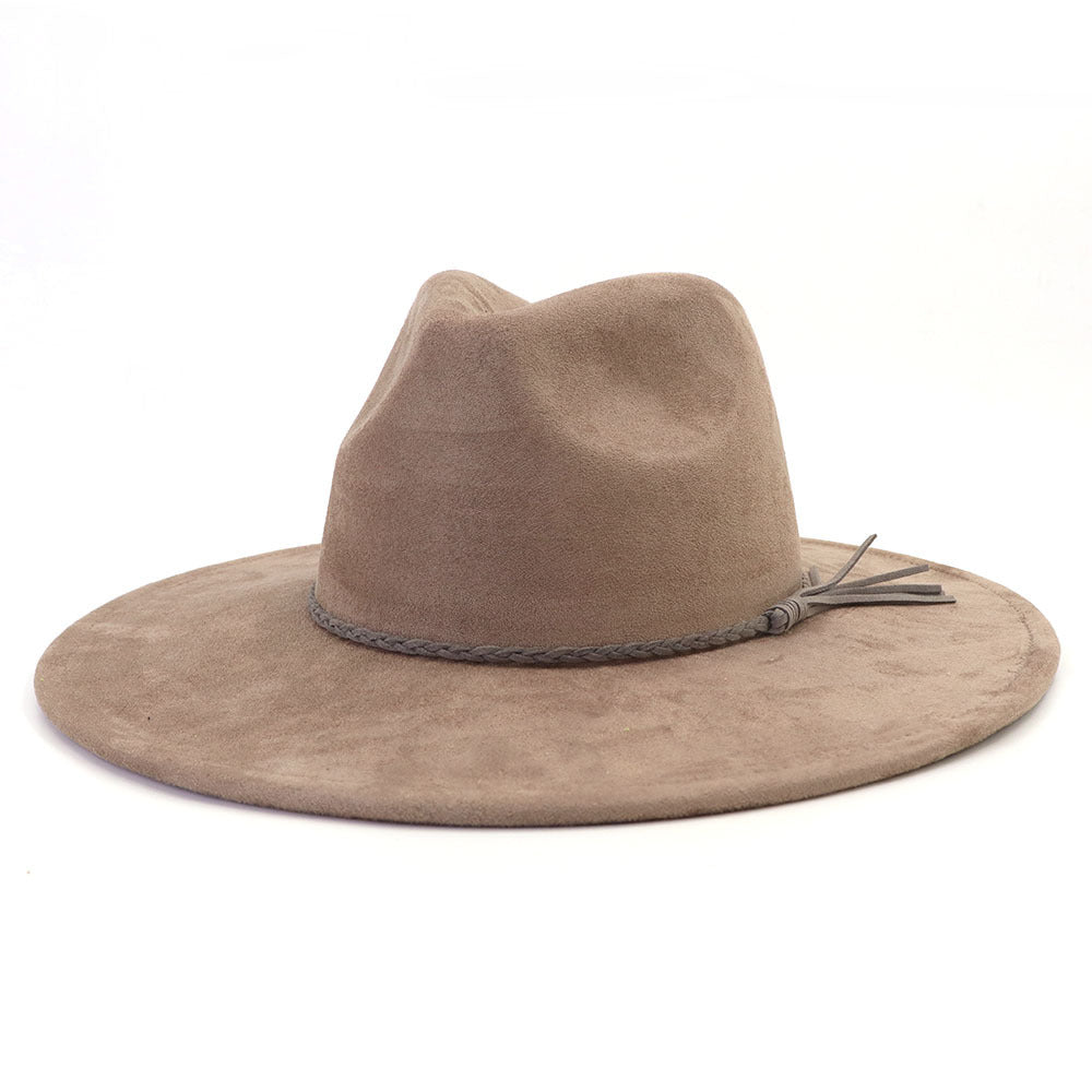 Suede Top Hat 9.5cm Wide Brim Fedora Hat Men Women Autumn Winter Felt Jazz Hats image 27