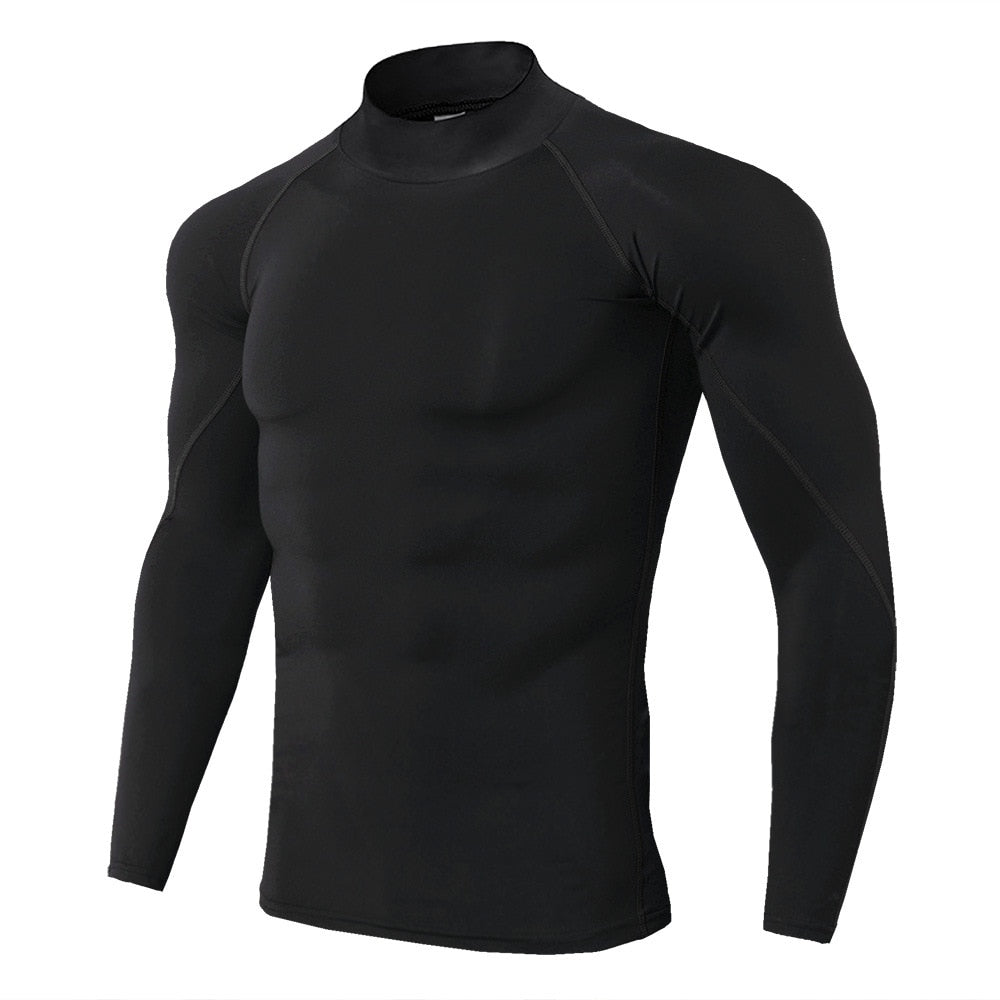 Men Bodybuilding Sport T-shirt Quick Dry Running Shirt Long Sleeve Compression image 6