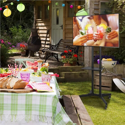 Modern Mobile TV Stand Rolling TV Cart for Flat Panel TVs Up To 75'', Strong an image 3
