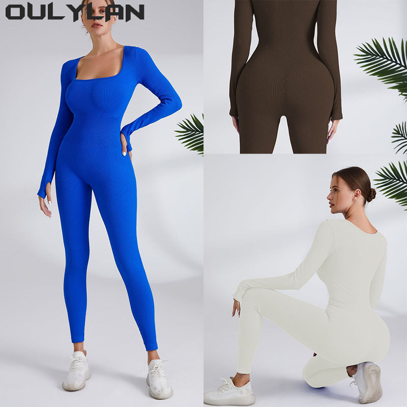 Oulylan Workout Yoga Boilersuit Women Tracksuit Jumpsuit Gym Clothes Fitness Lo image 5