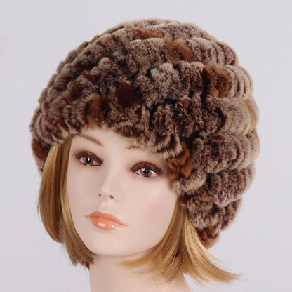 Lady Winter 100% Natural Real Rex Rabbit Fur Hat Women Soft Rex Rabbit Fur Cap  image 21