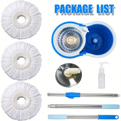 Spin Mop Bucket Set with Soap Dispenser 360°Rotating 2 Microfiber Heads 61" Adj image 12