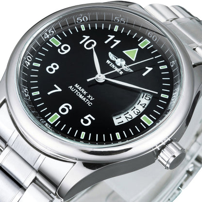 WINNER Business Mechanical Men Watch Casual Calendar Window Black Minimalist Di image 0