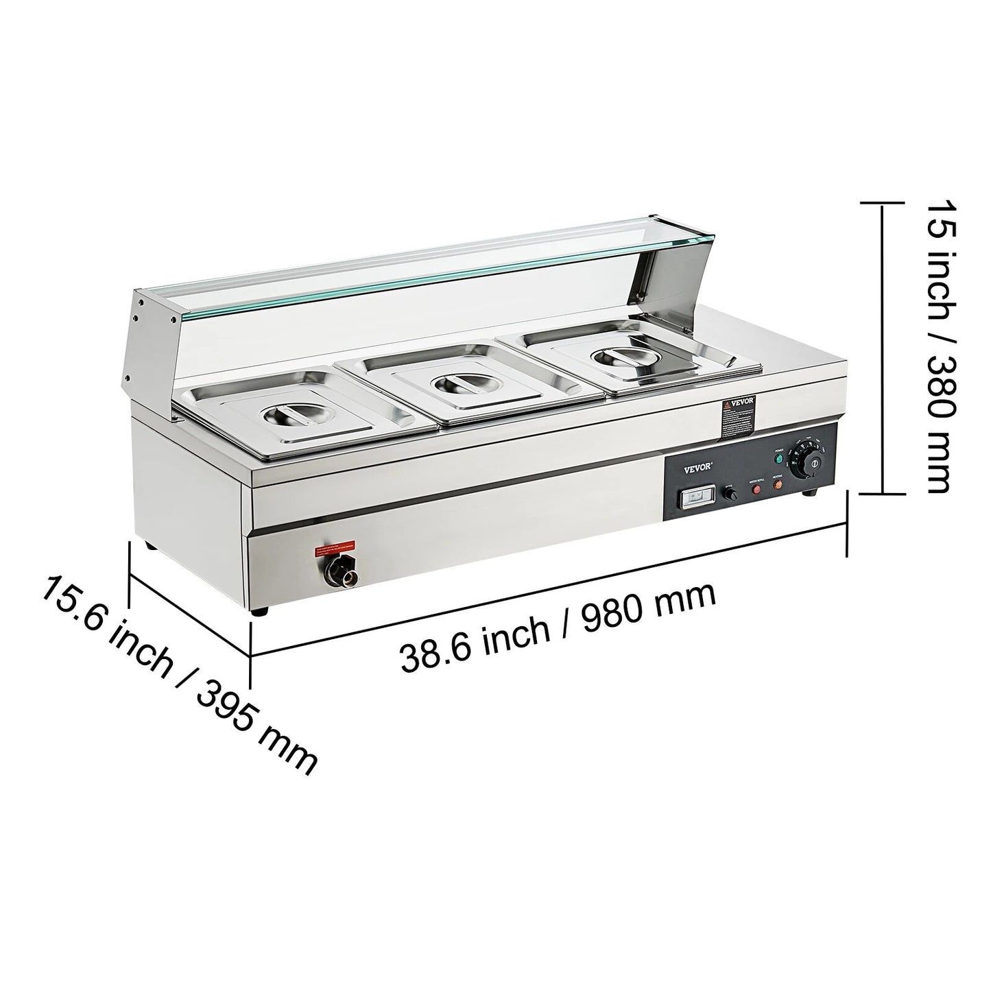 VEVOR Commercial Electric Soup Food Warmer with 3/6/10/12 Pans Stainless Steel image 4