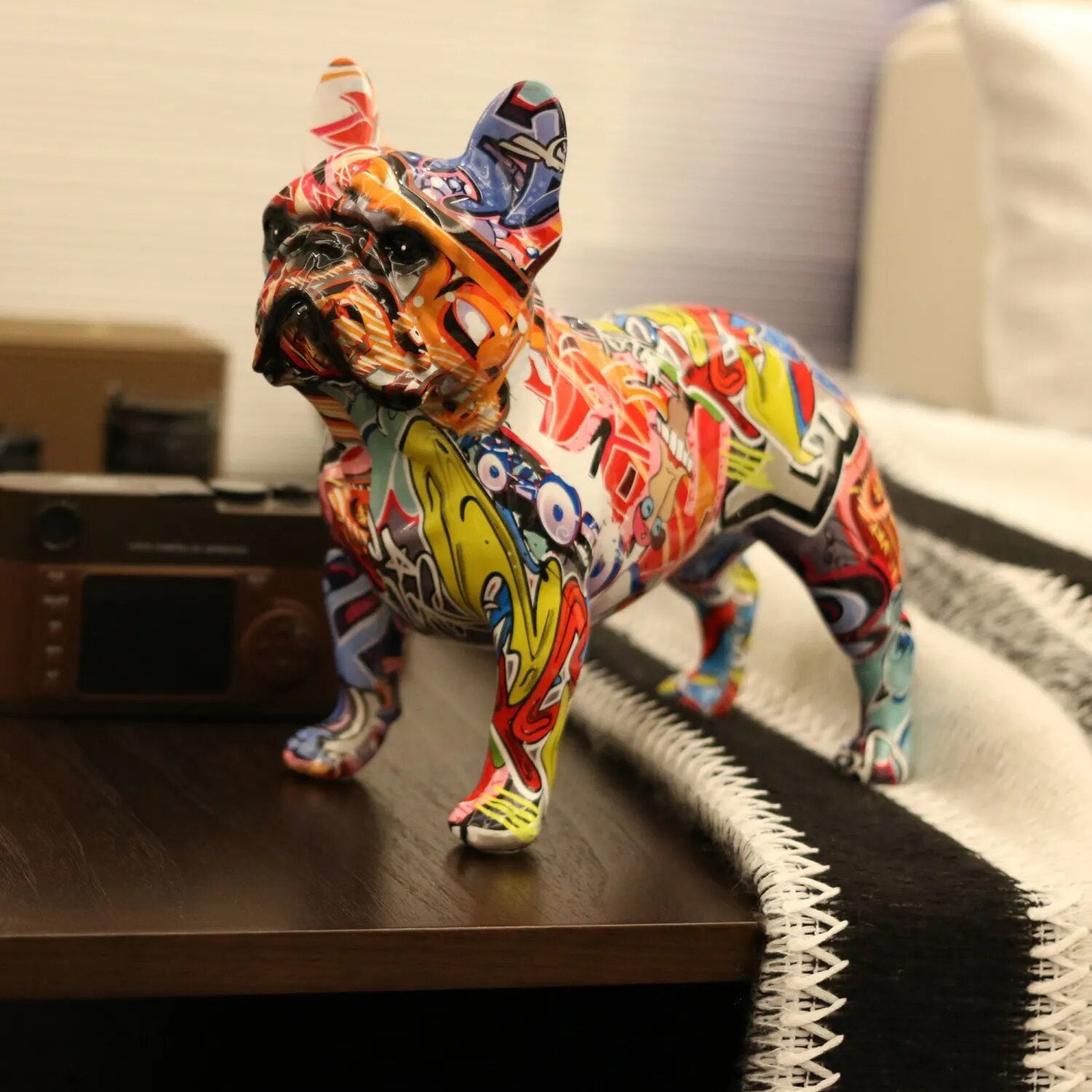 Colorful Standing French Bulldog Resin Statue Decoration, Pet Dog DIY Graffiti image 8