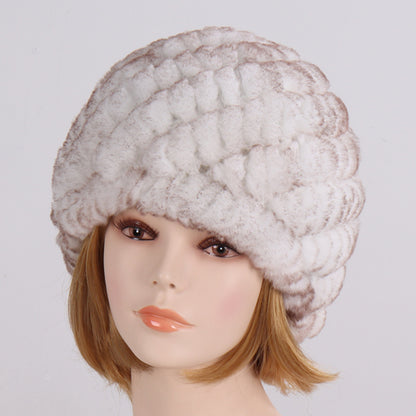 Lady Winter 100% Natural Real Rex Rabbit Fur Hat Women Soft Rex Rabbit Fur Cap  image 18