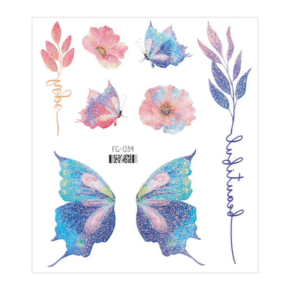 1PC Fairy Butterfly Shiny Tattoo Sticker Waterproof Eyes Face Hand Body Art Fak image 1