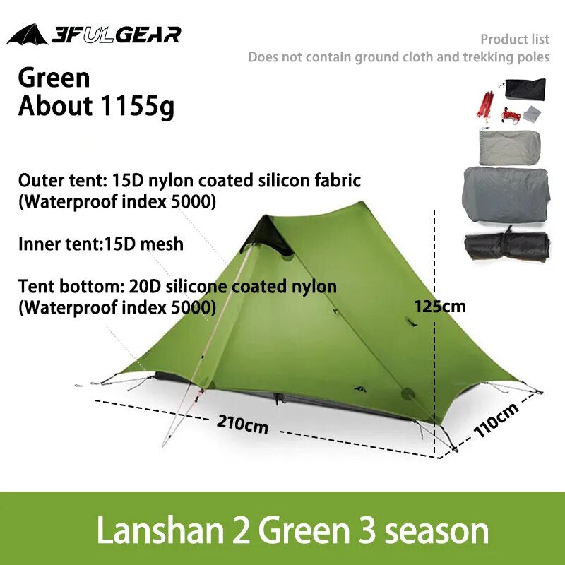 LanShan 2 3F UL GEAR 2 Person 1 Person Outdoor Ultralight Camping Tent 3 Season image 13
