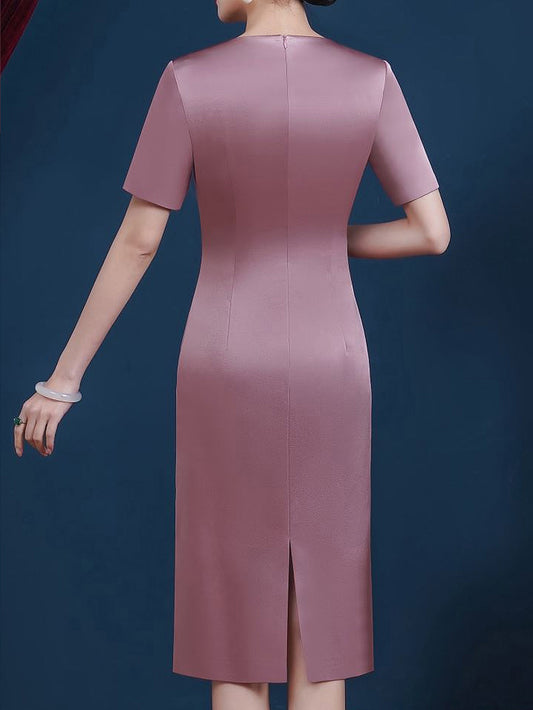 Elegant Short-sleeved V-neck Evening Dress, Dress For Women, Suitable For Weddi image 0