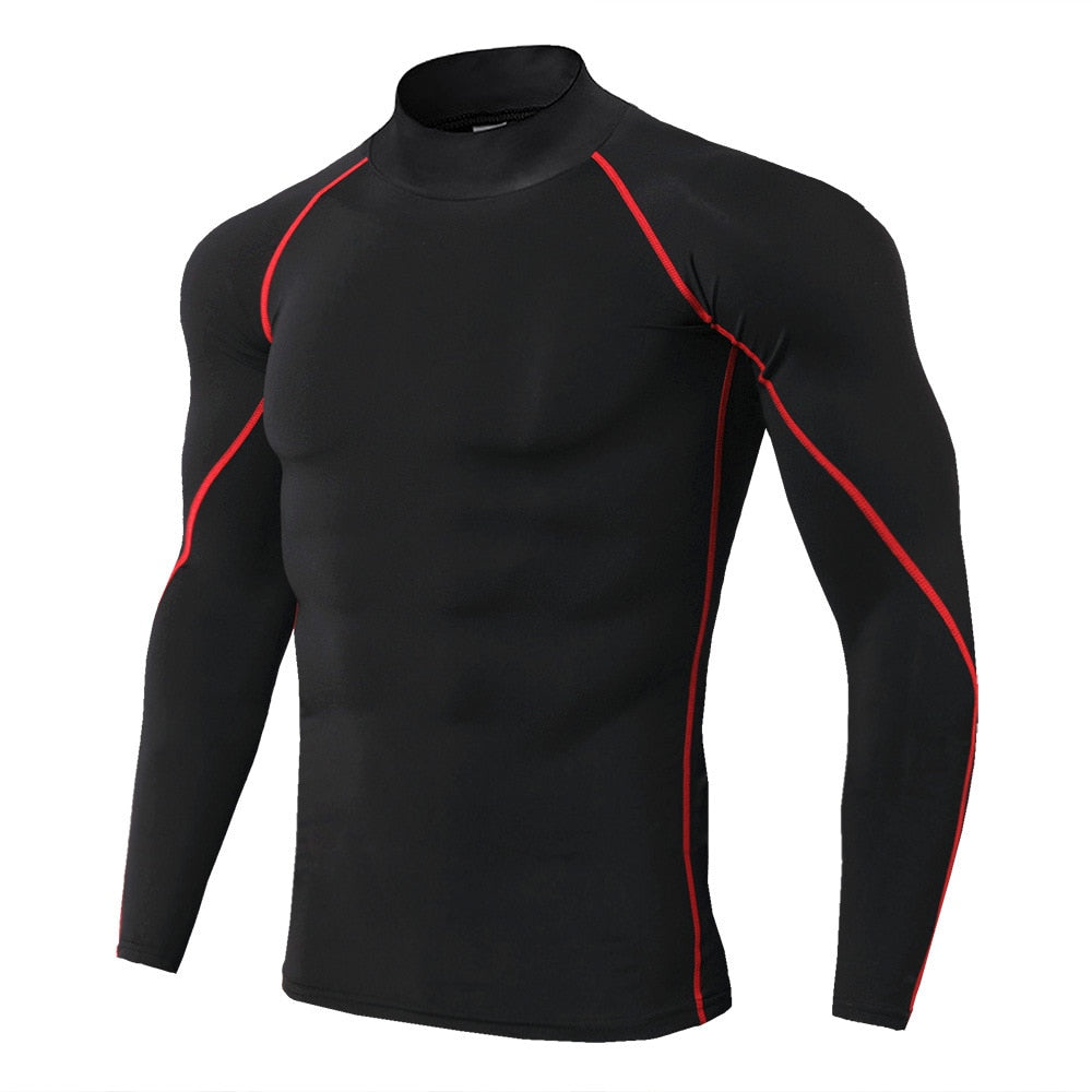 Men Bodybuilding Sport T-shirt Quick Dry Running Shirt Long Sleeve Compression image 3