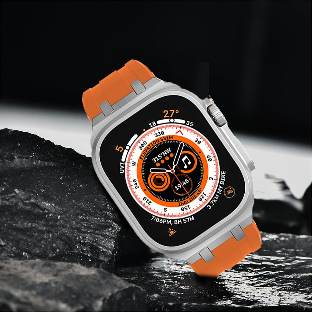 Rubber Soft Strap For Apple Watch Ultra 49mm 45mm 44mm Sports Modification Kit  image 6