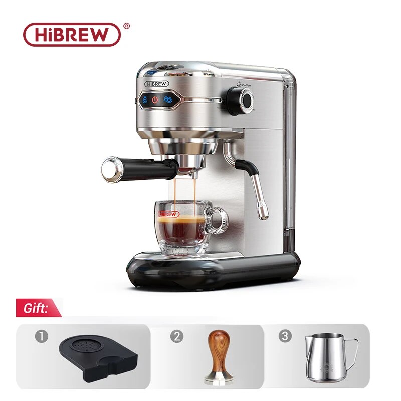 HiBREW Coffee Maker Cafetera 19 Bar Inox Semi Automatic Super Slim ESE POD& Pow image 3