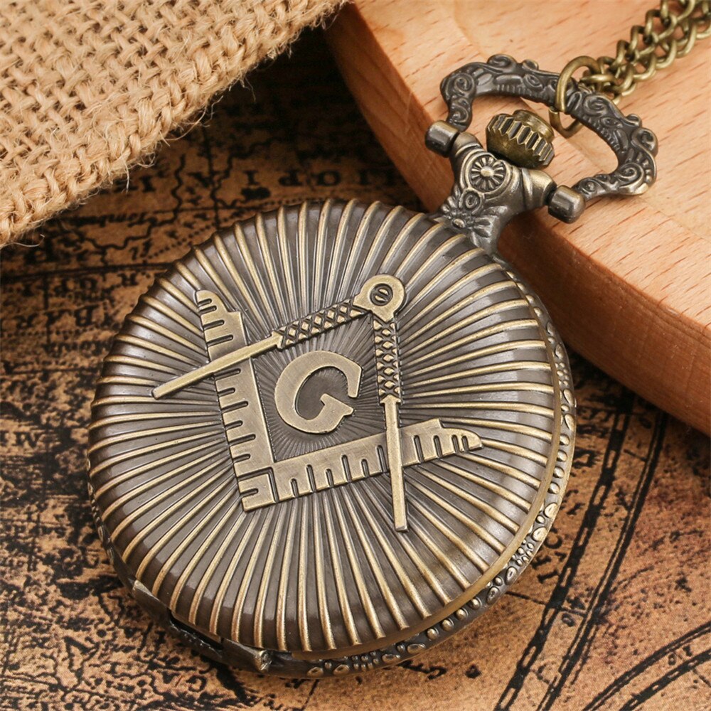 Bronze Masonic Freemasonry Chrome Square and Compass Mason Retro Necklace Penda image 2