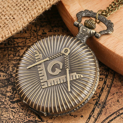 Bronze Masonic Freemasonry Chrome Square and Compass Mason Retro Necklace Penda image 2