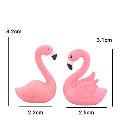 2pcs Pink Flamingo Swan Love Bird Figurine Ornaments Cake Topper Flamingo Sculp image 1