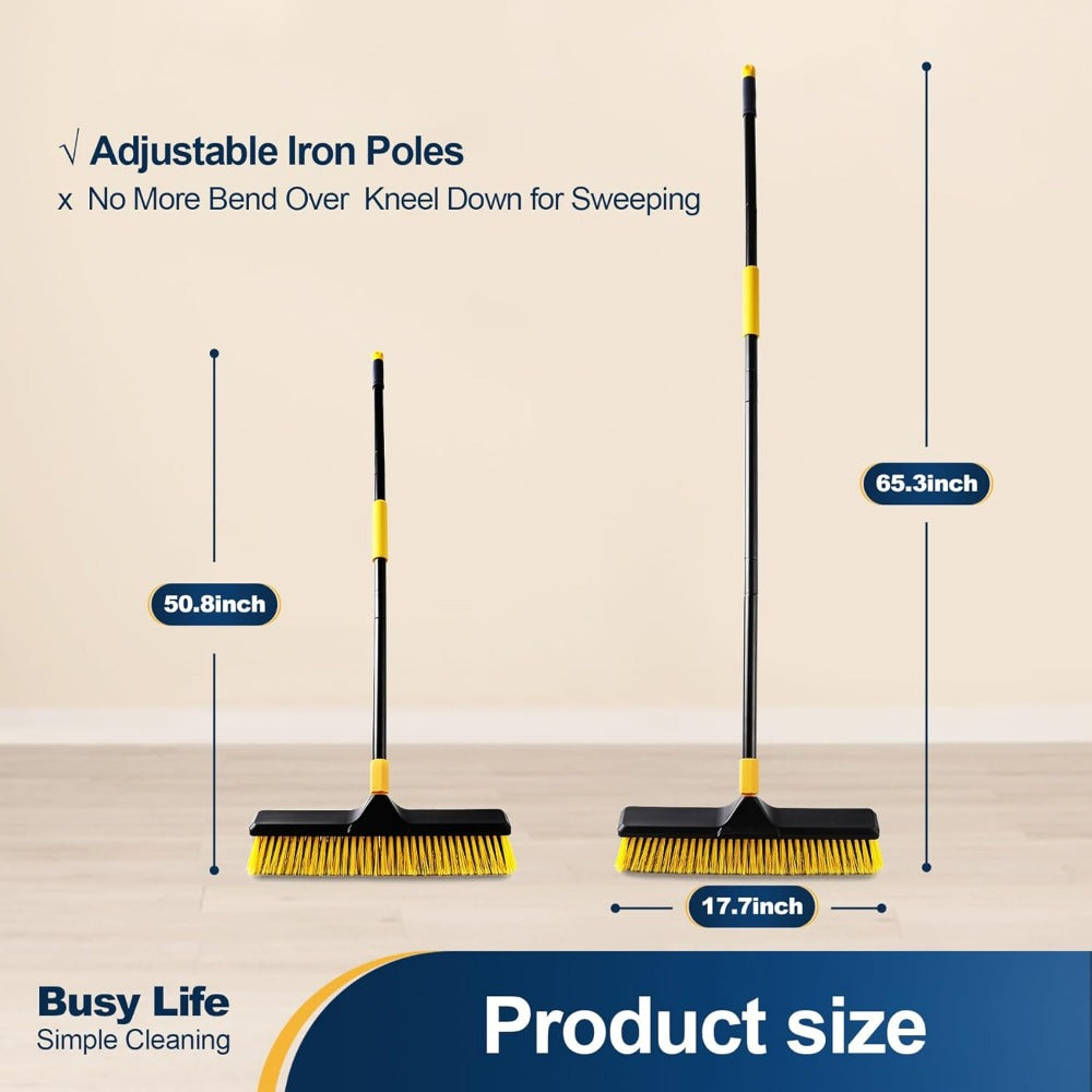18 " push broom heavy-duty outdoor commercial broom brush stiff bristles for image 4
