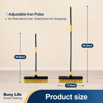 18 " push broom heavy-duty outdoor commercial broom brush stiff bristles for image 4