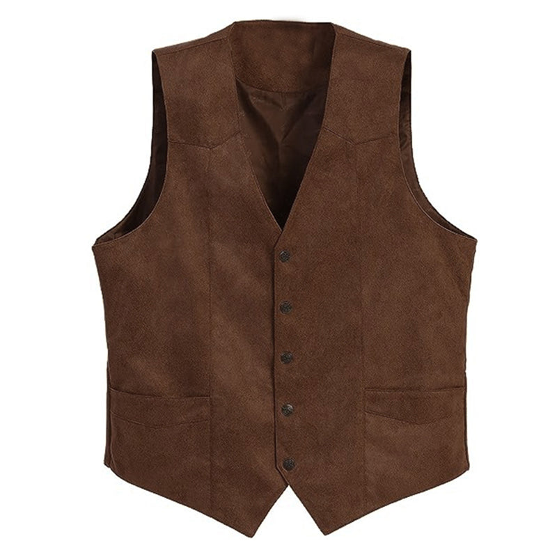 Men s  Fit V-Neck Suit Vest with Button Closure and Curved Hemline Sleeveless S image 3