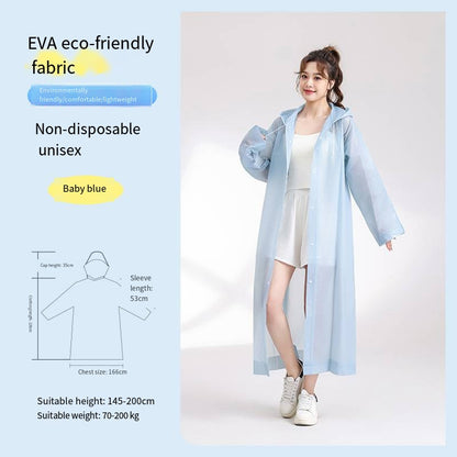Women Waterproof Long Raincoat Waterproof Hooded EVA Rain Jacket Man Poncho Out image 3