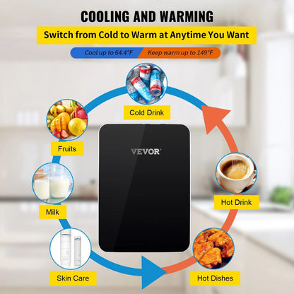 VEVOR 10L Mini Fridge Car Refrigerator Portable zer Cooler and Warmer Stori