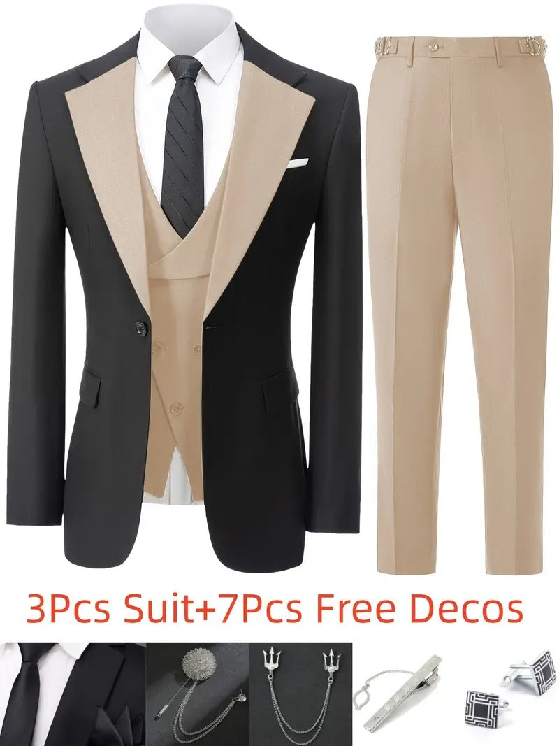 New Men's Suits 3 Pieces Groom man Slim Fit Wedding Prom Party Tuxedo Elega image 4