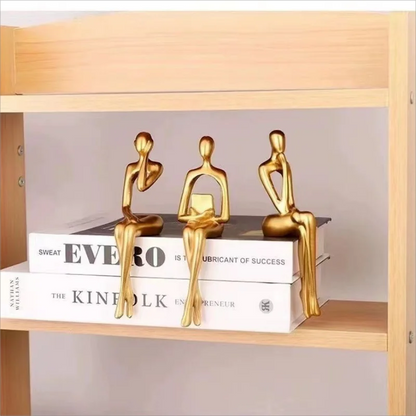 3PCS Resin Abstract Figure Ornaments Modern Creative Thinker Statue Living Room image 0