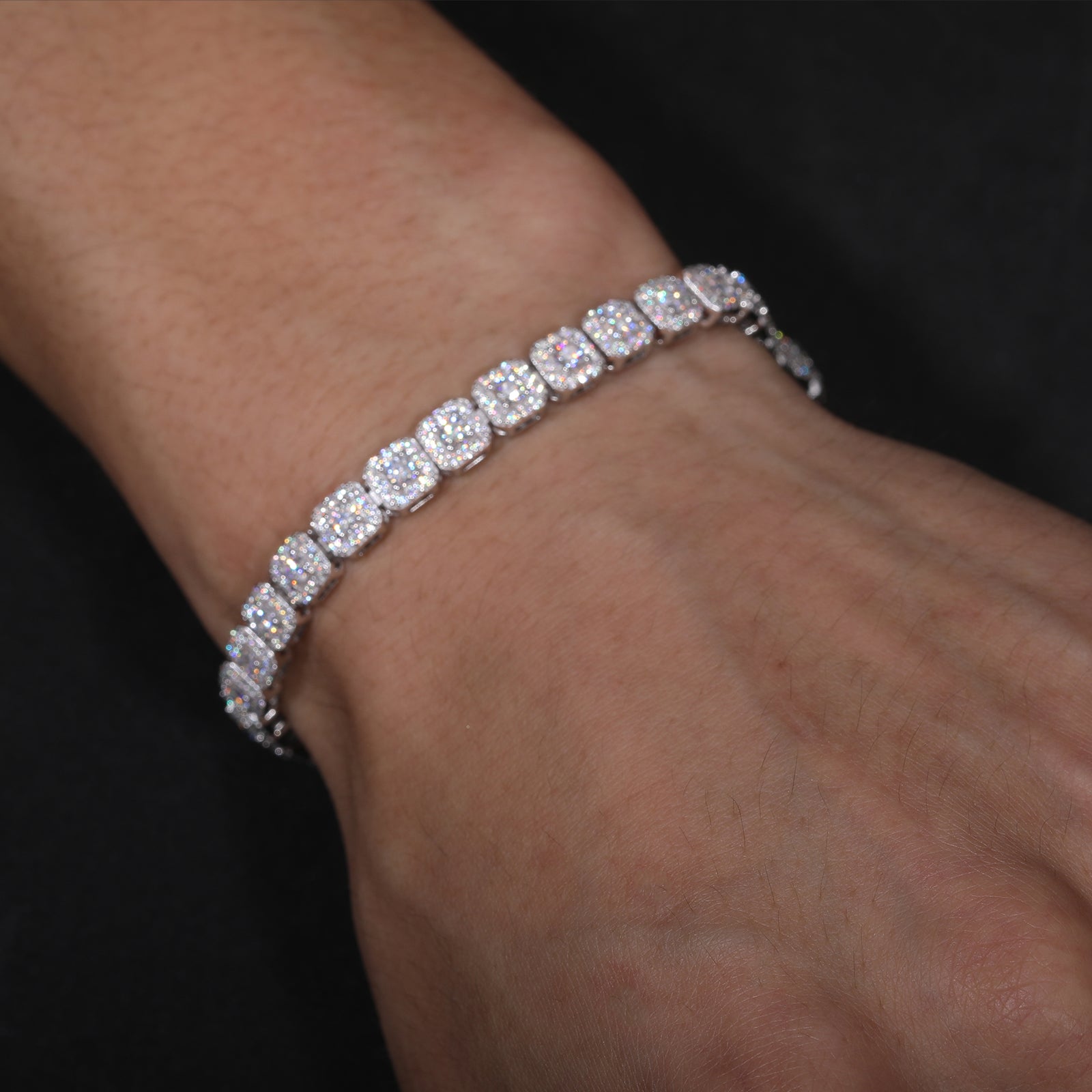 Iced Out Moissanite Halo Tennis Bracelet for Women Men S925 Sterling Silver 18k image 4