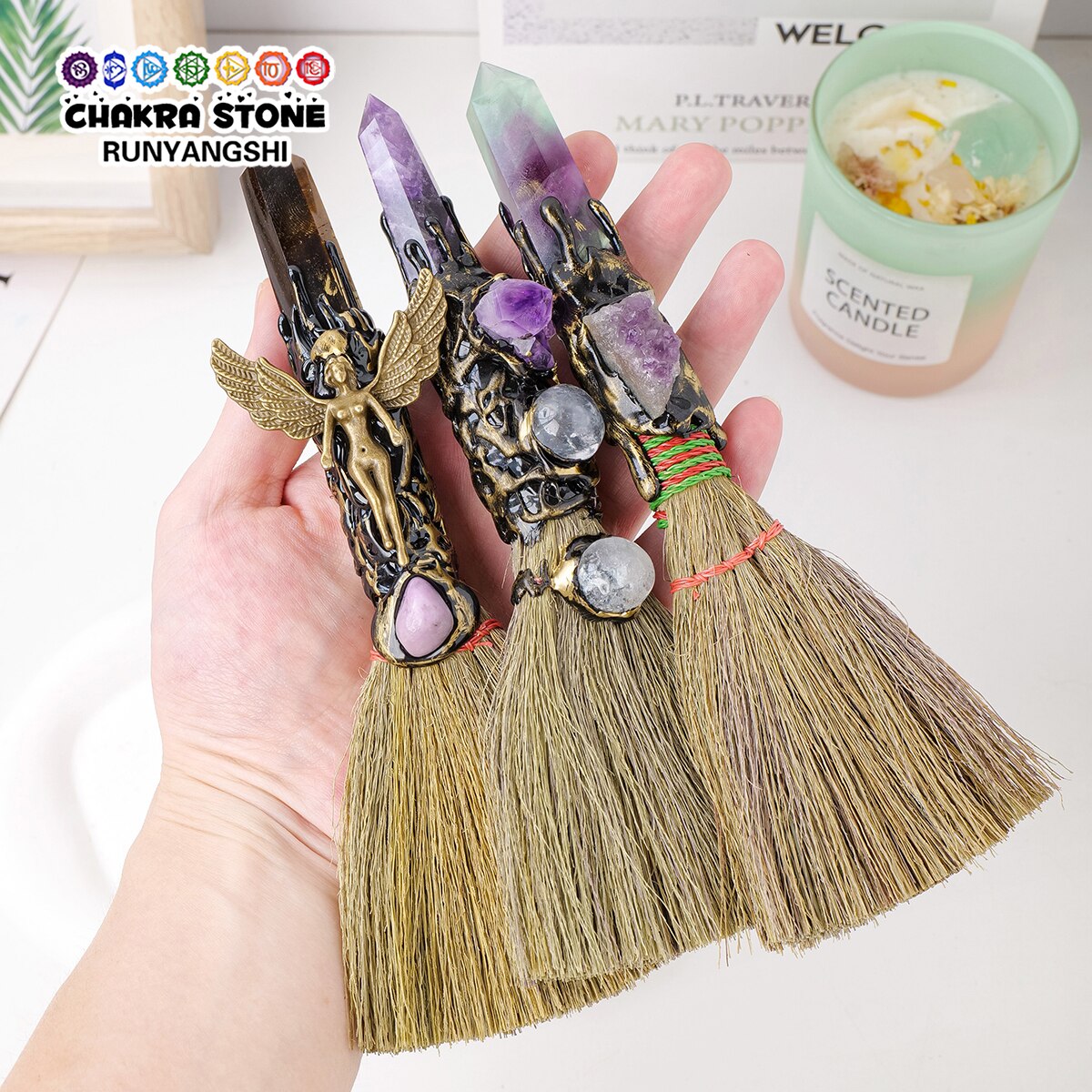 1PC Natural Crystal Point Stone Amethyst Altar Witch Supplies Table Decoration image 0