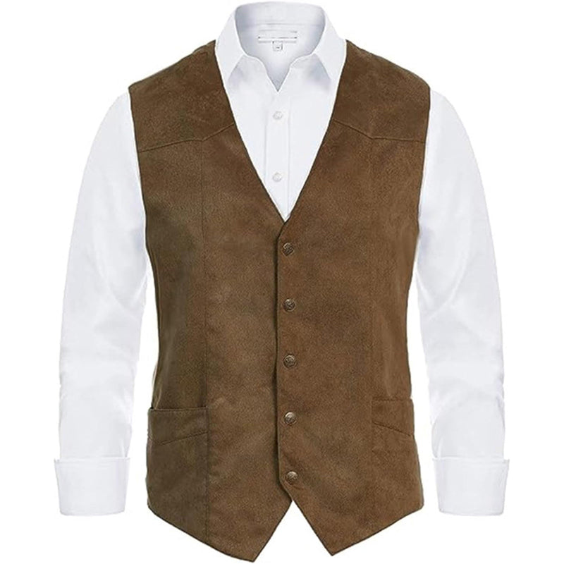 Men s  Fit V-Neck Suit Vest with Button Closure and Curved Hemline Sleeveless S image 7