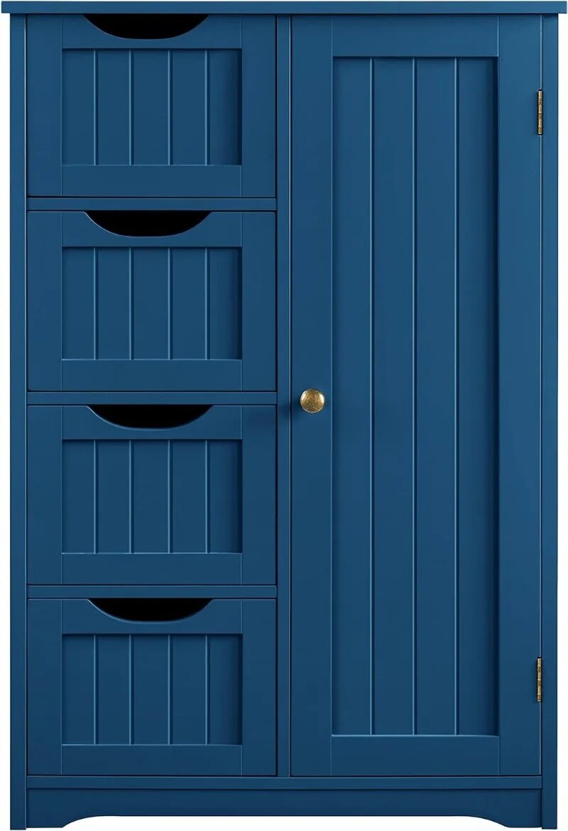 Side Storage Organizer with 4 Drawers and 1 Cupboard, Freestanding Entryway Sto image 4