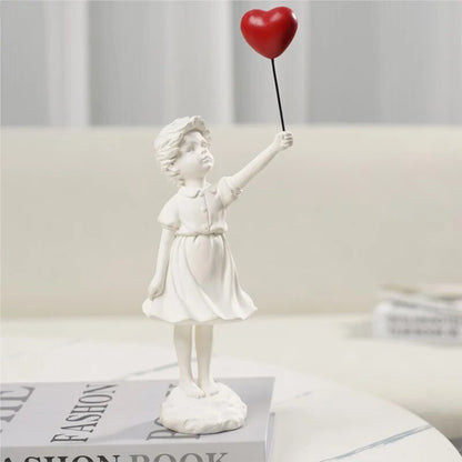 Flying Heart Banksy Balloon Girl Figurine Modern Resin Art Sculpture Craft Home image 8
