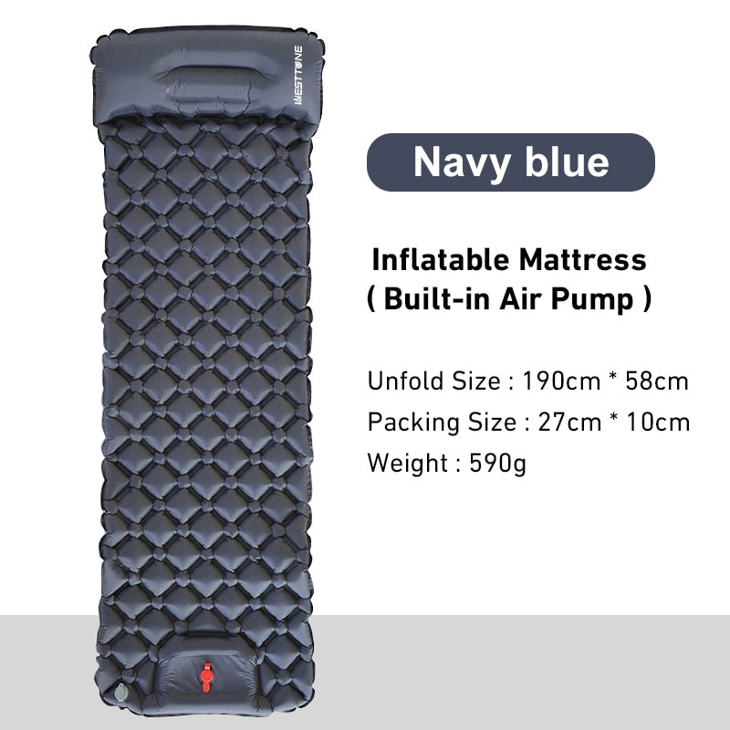 Outdoor Sleeping Pad Camping Inflatable Mattress Built-in Pump Ultralight Air C image 4