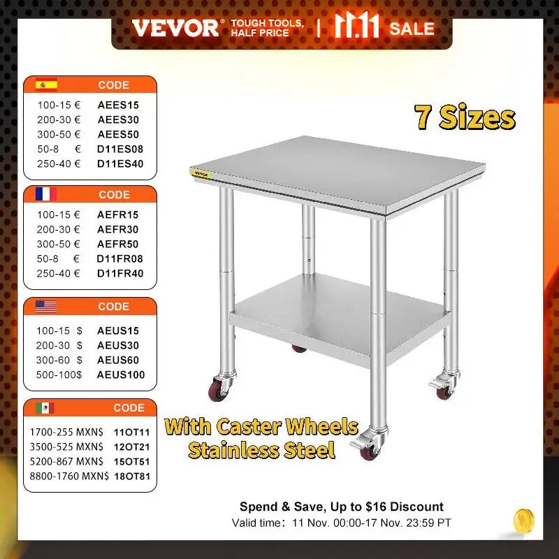 Stainless Steel Kitchen Worktable shelves Commercial Work BenTable wit