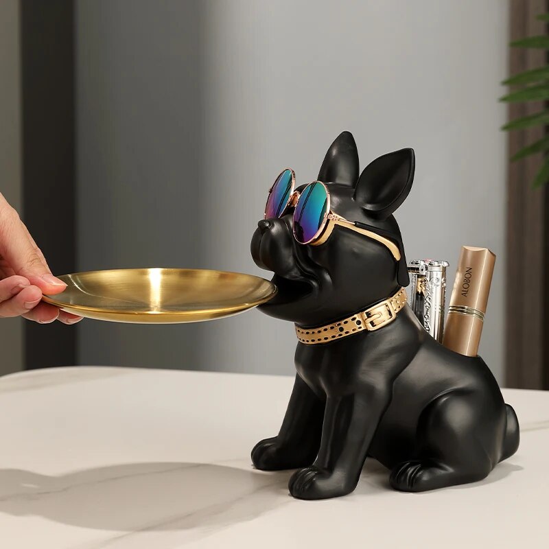 Fancy Bulldog Statue with Tray and Bin Living Room Desk Decoration Nordic Dog S image 10