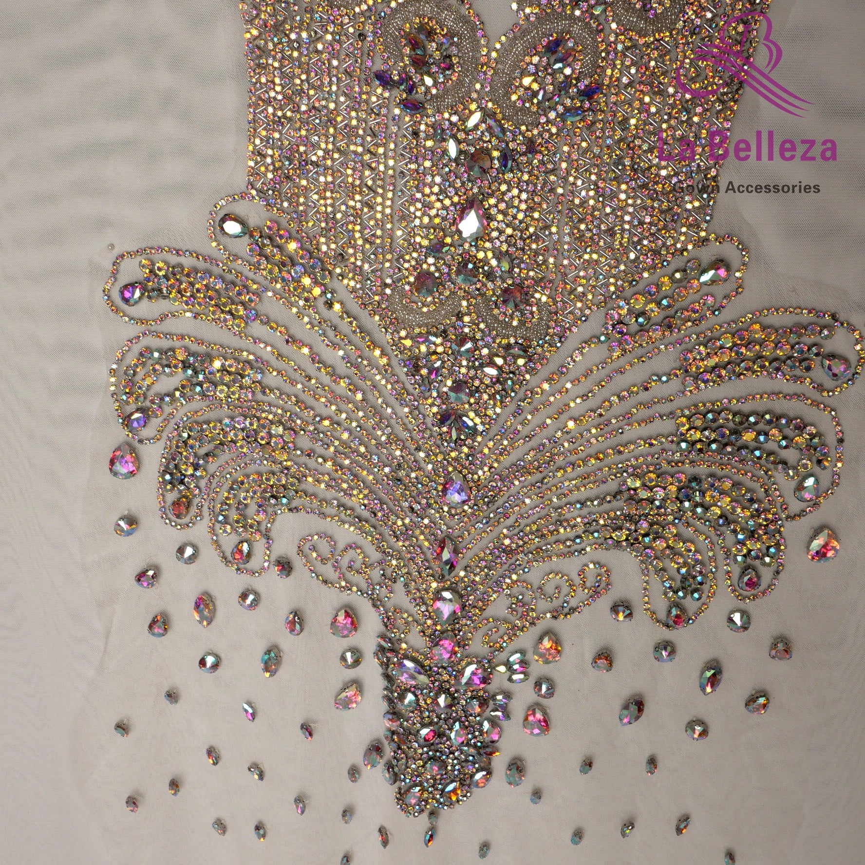 La Belleza black AB  rose gold silver Red crystal rhinestone long rich bodice a image 12