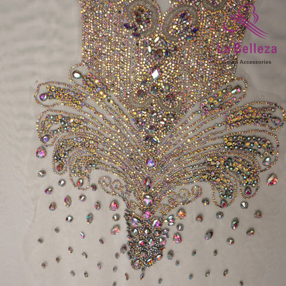 La Belleza black AB  rose gold silver Red crystal rhinestone long rich bodice a image 12