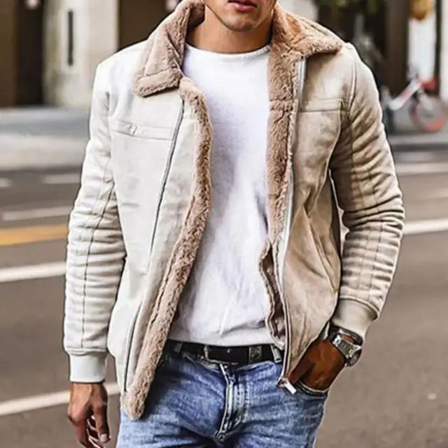 Motorcycle Jacket Men Slim Fit Collar Zipper Stand PU Leather Coat image 5