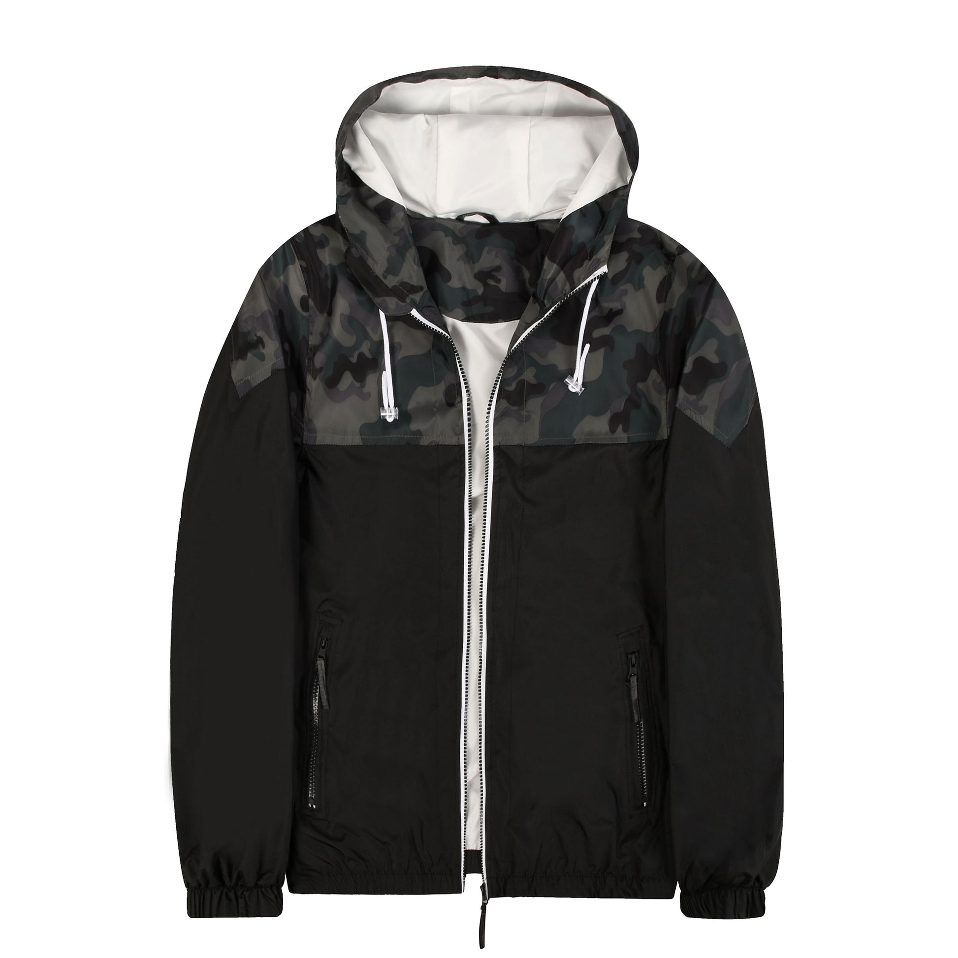 Men's Spring And Autumn New Colorblock Casual Jacket, Fashionable Hooded Windbr image 3