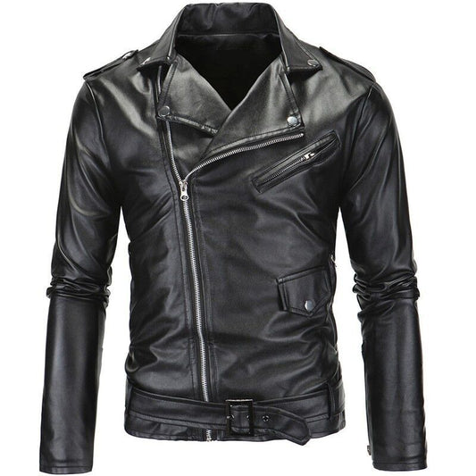 2023 Spring Autumn Plush New Leisure Fashion Men Leather Coat Slimming Coat Mot