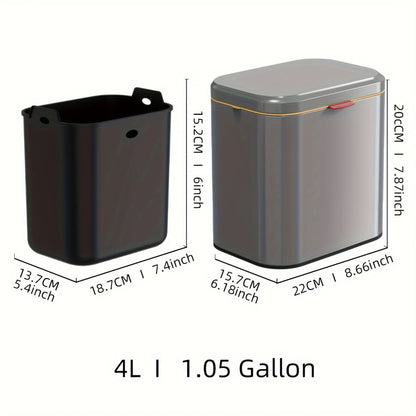 4L Stainless Steel Hanging Waste Bin with Lid - Wall Mounted Trash Can for Kitc image 7