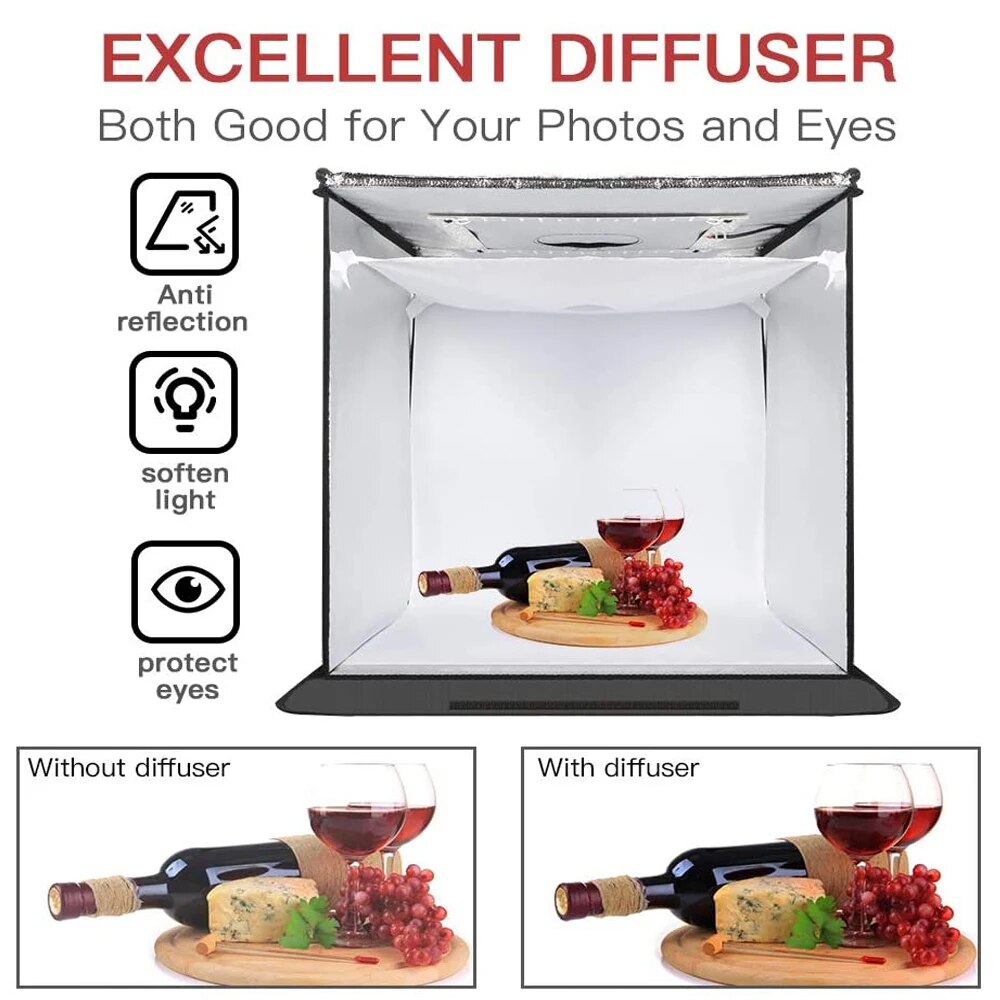 Photo Studio Light Box 16x16in 40x40cm Photography Adjustable Brightness Photo image 4