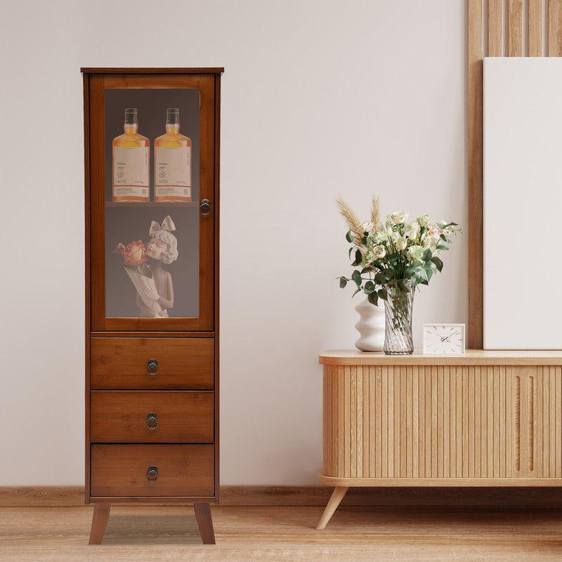 Kitchen Bamboo Storage Cabinet With 3 Drawers And 1 Door Kitchen Cupboard S