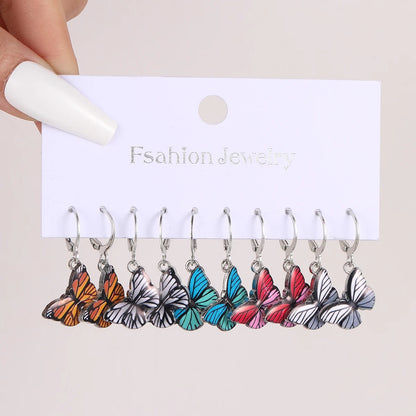 17KM Metal Butterfly Heart Hoop Earring Set for Women Girls Fashion Colorful Dr image 9