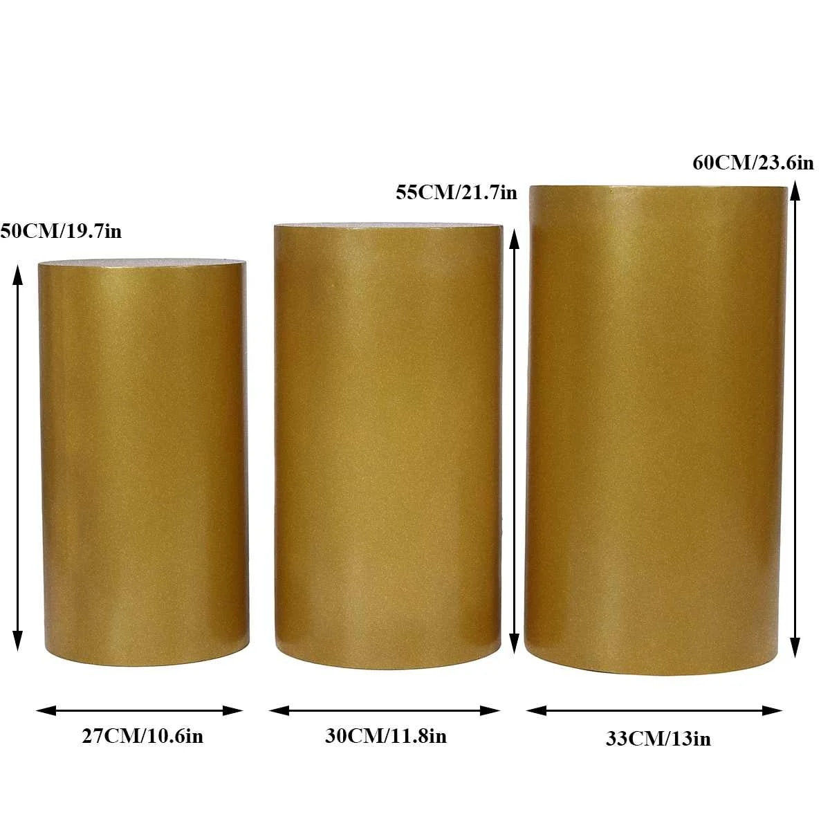 White Gold New Round Cylinder Pedestal Display Art Decor Plinths Pillars for DI image 3